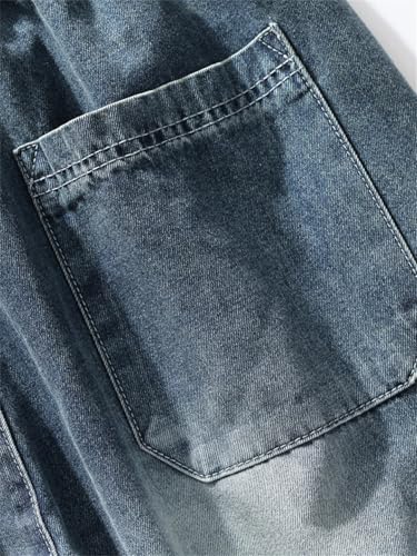 Men's Summer Straight Jeans Multi-Pockets Wide Leg Denim Cargo Pants Lightweight Baggy Jeans Trousers4