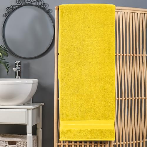 Image of Elegant Comfort Three Line Popcorn Extra Large Luxury Bath Towel - 40 inch x 80 inch inch, Premium Hotel Spa Quality 1 Piece Oversized Bath Sheet 100% Turkish Cotton Super Soft Highly Absorbent, Yellow
