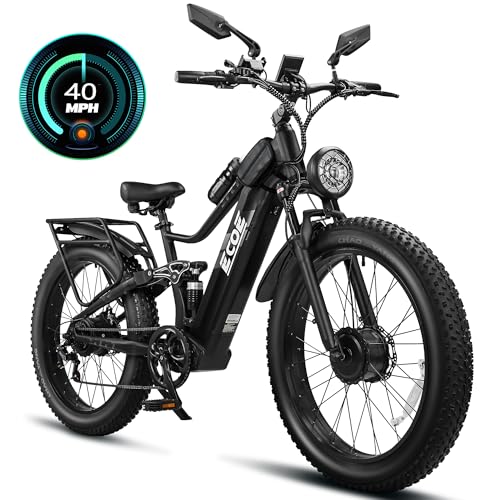 EcoE 6000W Dual Motor Electric Bike for Adults 52MPH 60V 32A, 26x4 Fat Tire All Terrain Ebikes, Full Suspension E Bike, SHM 7-Speed Gear Electric Bicycle1-1