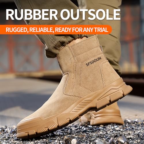 SFSDOUN Steel Toe Slip-On Boots