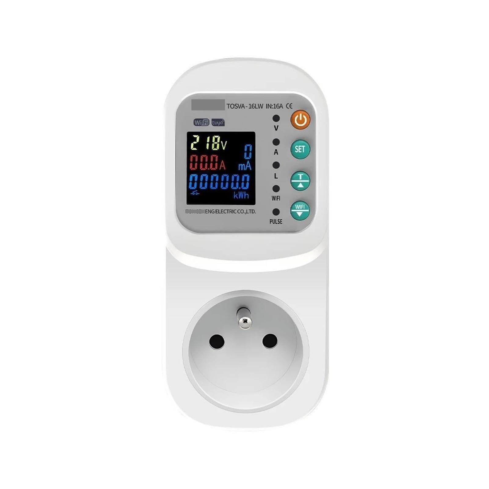 Toma de fuga de corriente de voltaje WIFI TOSVA-16LW CA 110V 220V potencia ajustable 1-16A con medición de PE