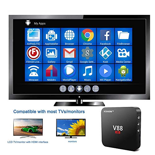 AMGUR V88 4K Android 7.1.2 TV Box RK3229 Quad Core 1GB/8GB Smart TV Box Support 3D Movie HD 1080P WiFi H.265 USB Home Media Player - Thumbnail 4