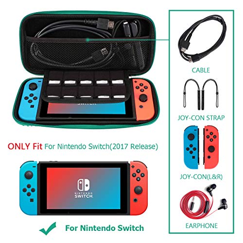Carrying Case For Nintendo Switch,Travel Carry Cover Hard Shell Storage For Leaf Crossing Ns Console And Accessories,Slim Protective Portable Travel Pouch Bag With 10 Game Card Slots For Girls Boys #TOP3