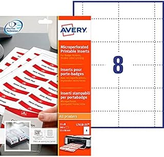 Avery L7418-25 Printable Double-Sided Name Badge Inserts, 8 Badges Per A4 Sheet