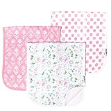 Baby Burp Cloth Large 21''x10'' Size Premium Absorbent Triple Layer 3 Pack Gift Set For Girls “Claire Set” by Copper Pearl