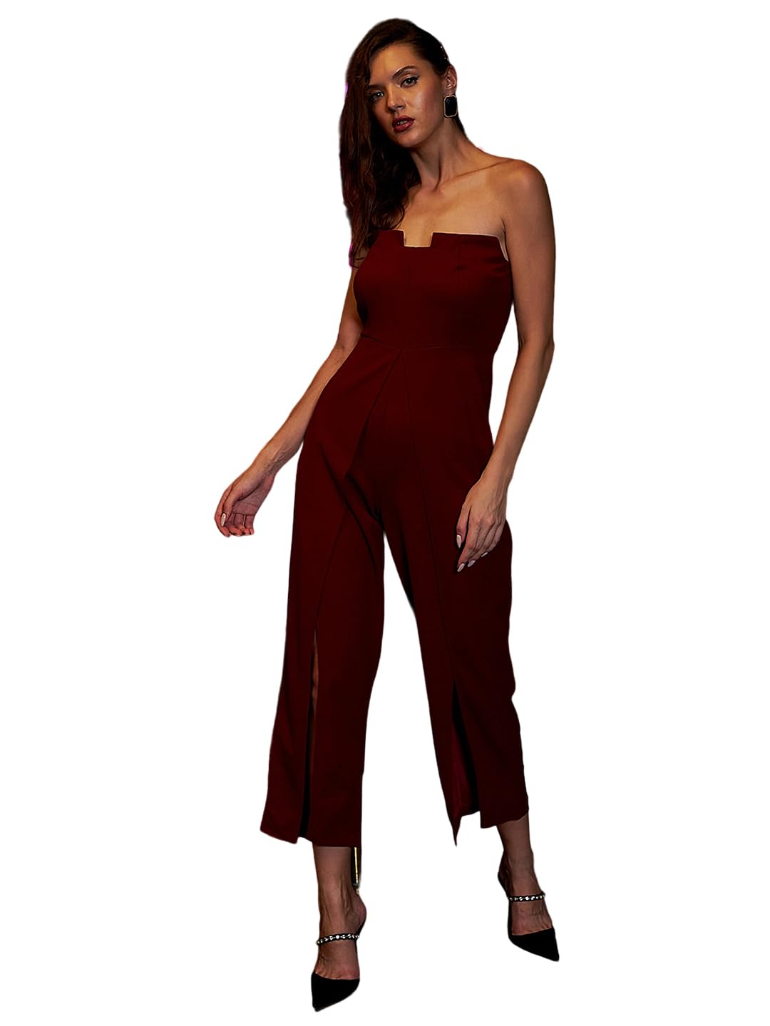 Regular Fit Layered Polyester Off-Shoulder Sleeveless Solid Party Jumpsuit-image-26