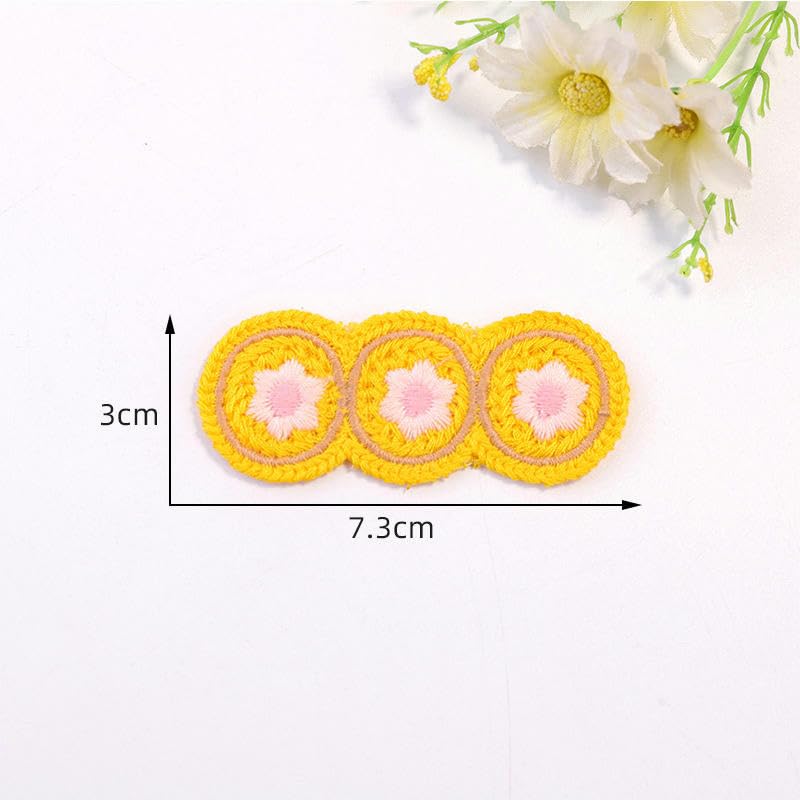 Parches de Bordado 30 Parches pequeños de Flores Ganchillo 3 x 7, cm, Bordados, for Planchar, Chinos, for Coser en Ropa, Vaqueros y Chaquetas(Lemon Yellow)