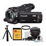 Panasonic HC-WXF991K 4K Ultra HD Camcorder with Twin Camera Bundle Plus 128GB U3 V30 SDXC Card, UV Filter, 12-inch Flexible Spider Tripod, and Holster Case Accessory Kit (5 Items)