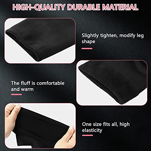 Bencailor 2 Pairs Fleece Leg Warmers Women Over Knee Winter Thick Fleece Lining Elastic Socks for Winter Compression Socks (Black,Footless Style)2