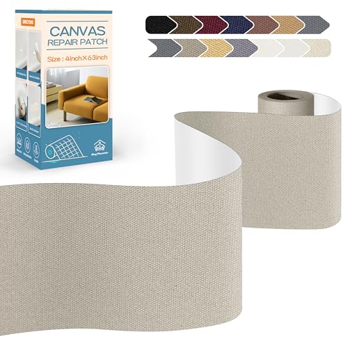 KING MOUNTAIN Canvas Repair Tape,Outdoor Gear Patch, 4×63 Inches,Waterproof,Self-Adhesive for Repairing Boat Covers,Sun Shades,Sofas,Tents,Lounge Chairs,Awnings (Grey2.0)