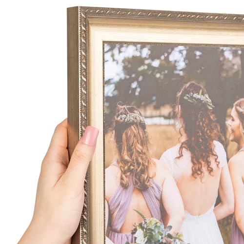 ArtToFrames 5x34 Inch Silver Picture Frame, This 1.50 Inch Custom Wood Poster Frame is Muted Silver - Comes with Economy Acrylic and Corrugated Backing (2WOMD5027-5x34)