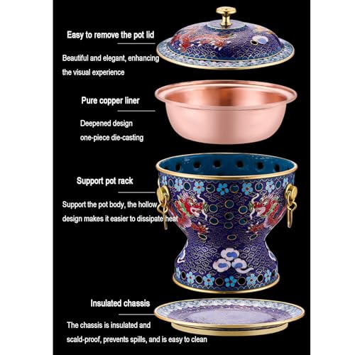Olla Caliente Cloisonne de Cobre Estilo Beijing Tradicional miniatura 3