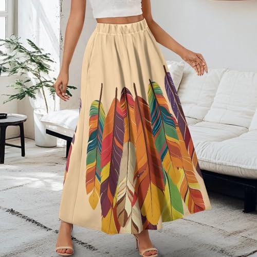 Womens Comfy Stylish High Waist Flare Long Maxi Skirts Casual Skirt with 2 Side Pockets Available in Print S-2XL3
