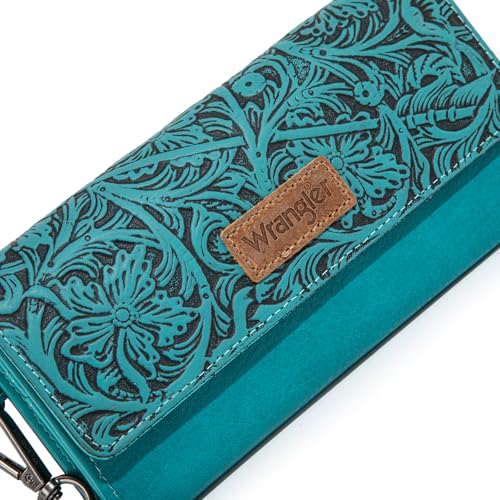 Image of Montana West X Wrangler Western Wallets for Women Trifold Wristlet Wallets Large Capacity Women Clutch Wallet with Coin Purse