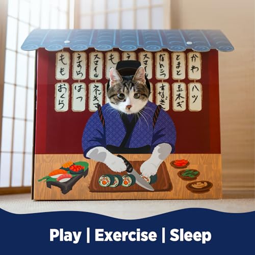 image for SMILE PAWS Cat Beds for Indoor Cats, Cardboard Cat House with Scratche