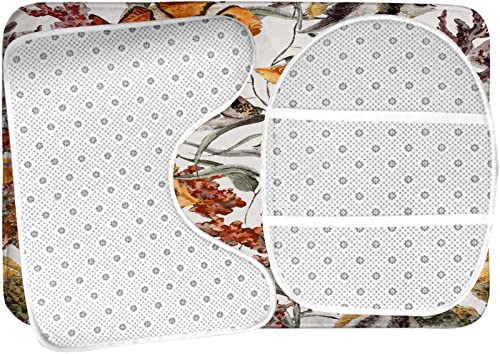 Badezimmerteppich-Set, 3-teilig, Aquarell-Unterwasser-Kunstdruck, waschbare Badeteppiche, rutschfest, mit Rückenpolster, Konturteppich und Toilettendeckelbezug – Bild 6