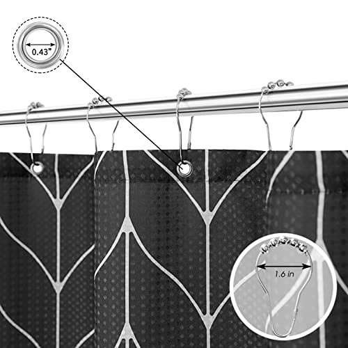 Black And White Herringbone Shower Curtain, Modern Geommetric Black Striped Shower Curtains For Bathroom Textured Fabric Shower Curtain Set, Machine Washable 72X72 Inch #TOP5