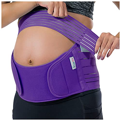 Belly Band for Pregnancy, Pregnancy Belly Support Band - Maternity Belt for Back Pain. Adjustable/Breathable Belly Support for Pregnancy. Purple Color/Size L