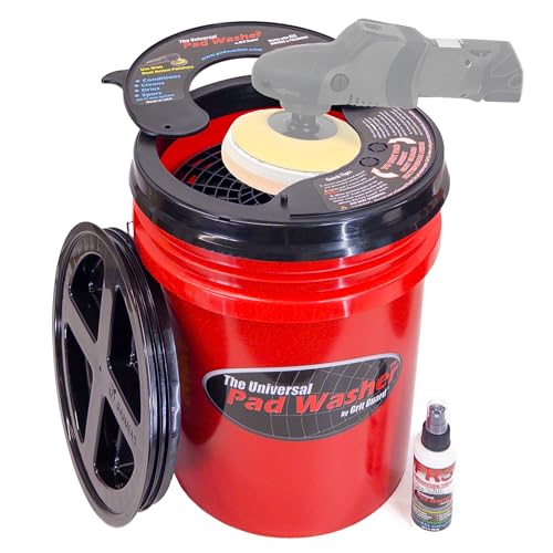 GRIT GUARD Universal Pad Washer Kit - Polishing Pad Cleaner Compatible with Dual Action Rotary and Orbital Polisher Foam, Wool, Microfiber, Felt Disc