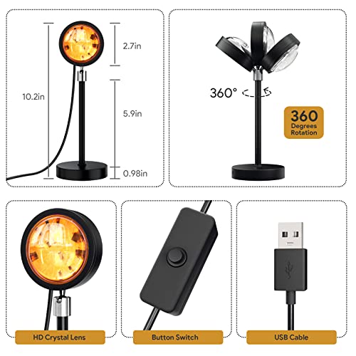 Bavcieu Sunset Lamp, Sunset Projection Lamp With Remote 16 Colors, Multiple Colors Night Light 360° Rotation Sunset Lights For Photography/Selfie/Party/Living Room/Bedroom Decor, Gifts For Women #TOP5