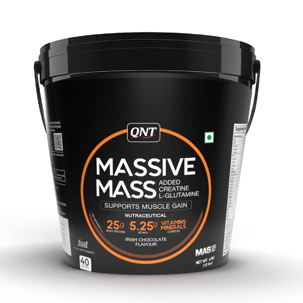 QNT Massive Mass | 2kg | Irish Chocolate | 13 Servings (25g Protein, 5.7g BCAA), Advanced Muscle Gain & Weight Gain Whey Protein | BCAA for Fast Muscle Recovery | Creatine for Muscle Strength (B09GJXLKB8) Amazon Price History, Amazon Price Tracker