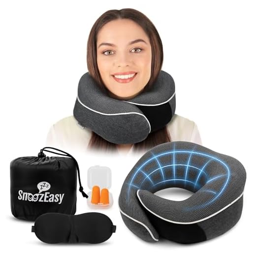 VERSAINSECT Travel Pillow for Adults | Dark Grey | Memory Foam 360 Degree Neck Support with Removable Pillow Case | Includes Travel Bag, Eye Mask and Ear Plugs | UK Brand