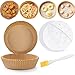 Simpeak 100 Pièces Friteuse Sans Huile Papier 16cm/6.3'' Air Fryer Feuilles de Papier Étanche Antiadhésive Jetable Papier Sulfurisé, Papier Cuisson Rond pour Friteuse à Air, Four, Four Micro-Onde