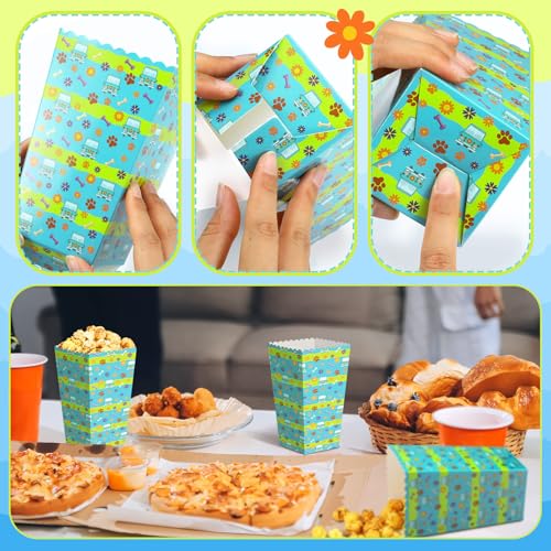 Image of Honoson 24 Pcs Cartoon Dog Party Supplies Mysterious Hippie Party Favors 6'' Groovy Daisy Flower Paper Popcorn Boxes for Cartoon Hippie Birthday Family Movie Night Decoration