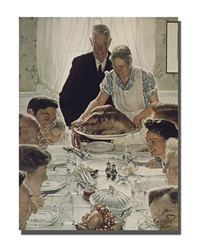 Brotherhood Freedom From Want Norman Rockwell Famous Historical American Painting Thanksgiving Vintage Reproduction Vintage Style Metal Signs Metal Tin Aluminum Sign Garage Home Decor 8x10
