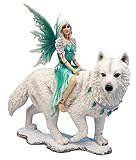 Atlantic Collectibles Elektra Blue Ice Fairy Riding Giant Snow Wolf King Rumba Figurine 8