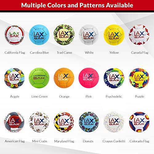 Lax Sak Soft Practice Lacrosse Balls - Same Weight & Size As A Regulation Lacrosse Balls, Great For Indoor & Outdoor Practices, Less Bounce & Minimal Rebounds - Maryland Flag, 3 Pack #TOP4