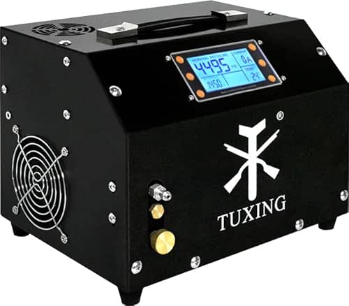 TUXING 4500Psi Pcp Air Compressor,Built-in Transformer,Upgraded LCD Display,Adjustable Pressure, Powered