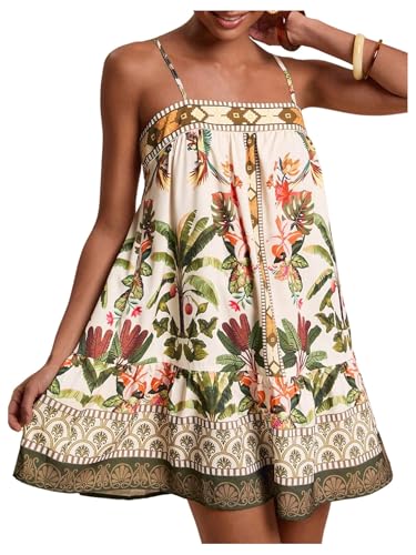 Image of Floerns Women's Sleeveless Cami Dress Floral Flounce Hem Summer Short Dresses