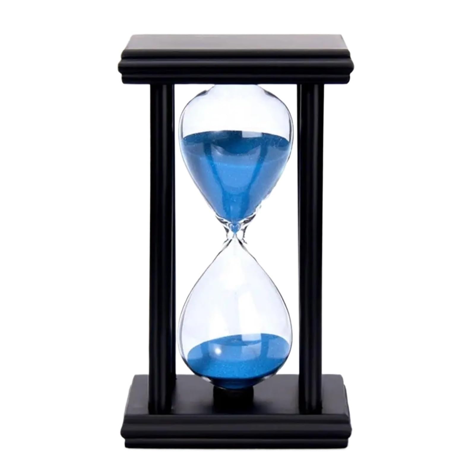 Timer Sand Clock 45/60 Min Wooden Sandglass Hourglass Kitchen Home Decor(Black Blue 60 Min)