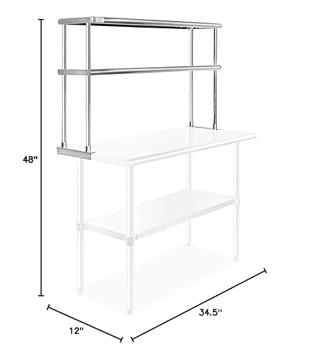Miniatura 7 de GRIDMANN NSF - Estante doble comercial de acero inoxidable de 2 niveles, 72 pulgadas x 12 pulgadas para preparación de cocina y mesa de trabajo