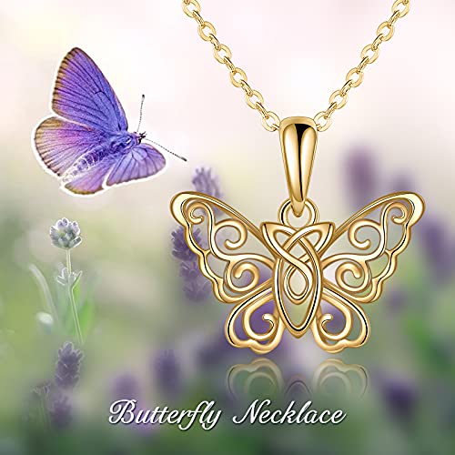 Collar de oro 14K con colgante de mariposa filigrana