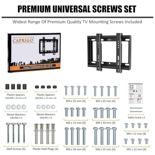Image of Caprigo Fixed TV Wall Mount Bracket for 14 to 32 Inch LED /HD /Smart TV's | Universal Heavy-Duty TV & Monitor Wall Mounting Bracket | Super-Slim TV Stand for Wall (M452)