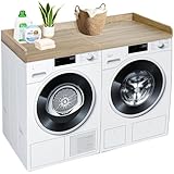 Royxen Washer Dryer Countertop, 27.4' x 54' Wood Universal Fit, Washer Dryer Topper, Laundry Room Organization, Laundry Countertop for Laundry Storage Space (White Oak)