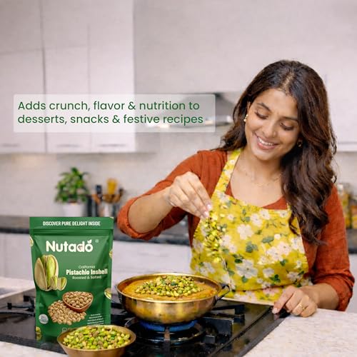 Image of Nutado Premium California Pistachios Roasted & Salted, Pista 400g (200g x 2), Rich In Vitamin & Protein, Phosphorus, & Dietary Fibre, Super Crunchy & Delicious Healthy Snack