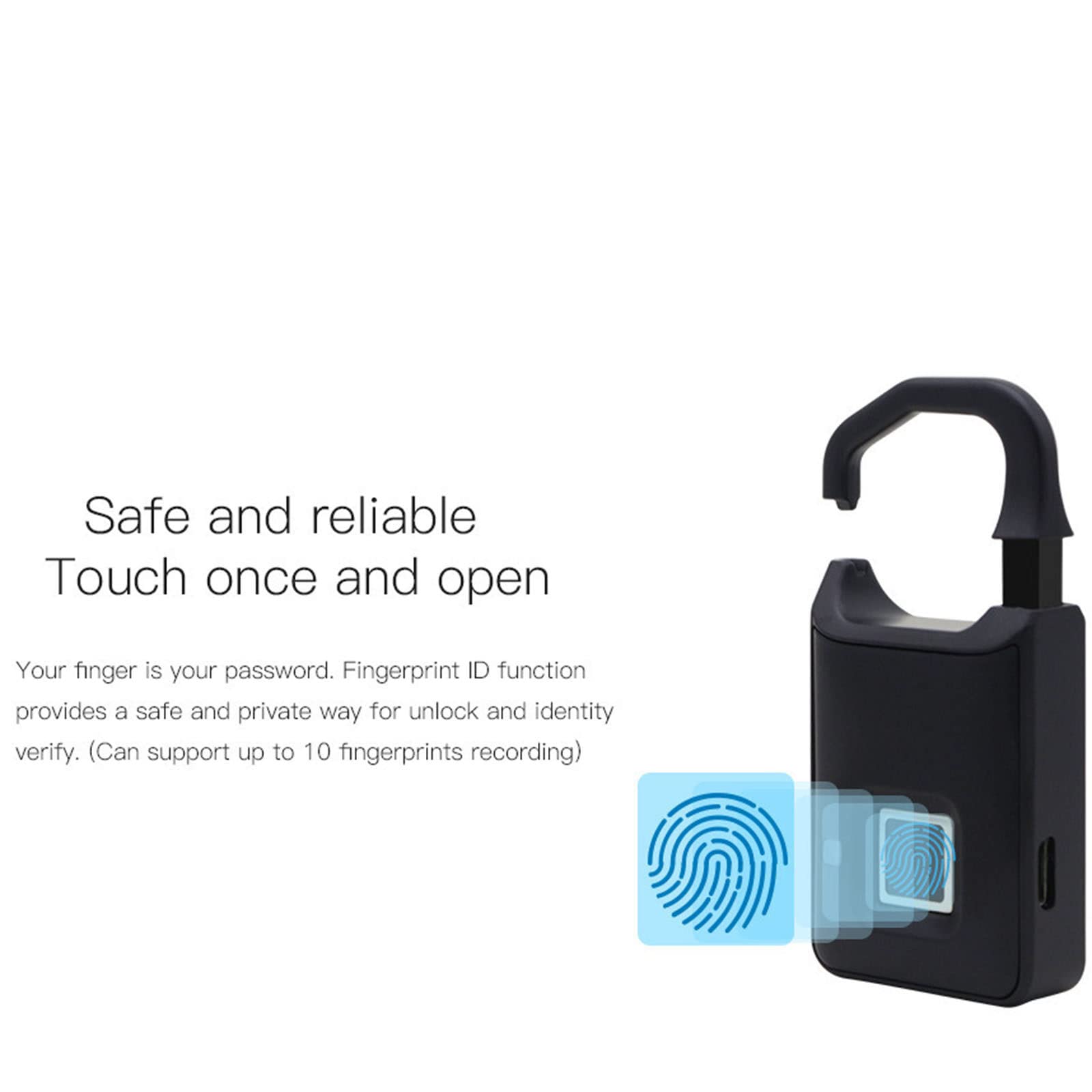 Candado para mochila con reconocimiento de huellas dactilares, candado electrónico inteligente con huella dactilar, casillero para el hogar, candado resistente al agua antirrobo
