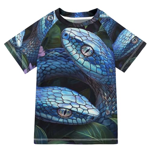 Kids Swimsuit Blue Snake Glasses Cartoon Sunscreen T-Shirts Swimwear Sets UPF 50+