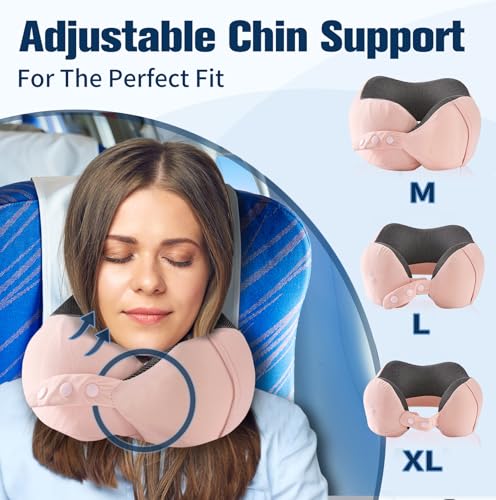 Image of Cirorld Neck Pillow for Traveling, Travel Pillows for Airplanes,100% Pure Memory Foam Travel Neck Pillow, Adjustable Flight Pillow, Portable Plane Accessories with Eye Mask, Earplugs, Carry Bag