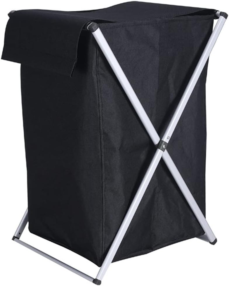 X-Shape Collapsible Foldable Dirty Clothes Laundry Basket Organizer Sorter Laundry Hamper Storage Bag Oxford Cloth (Color : Grey) (Black)