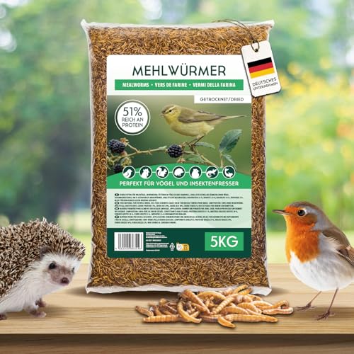 Koi-Herdecke getrocknete Mehlwürmer 5kg natürliches Insektenfutter Reich an Proteinen und Nährstoffen Futter für Vögel Fische Nager und Reptilien - Hühner & Schildkröten