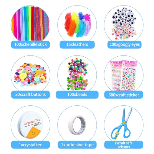 Itopstar Kit de suprimentos de artes e artesanato, conjunto de artesanato para crianças, suprimentos
