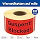 MD Labels Warnetiketten auf rolle 100x50mm 500 Stück Gesperrt! Blocked! Versandaufkleber - Versandhinweis Haftetiketten