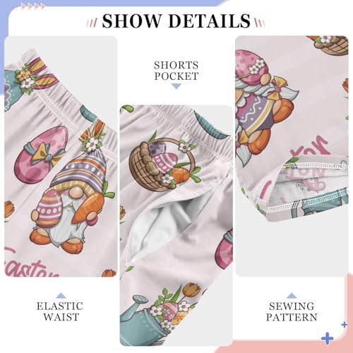 Easter Gnome Egg Floral Boys Long Pants Soft Trousers Elastic Waist Kids Lounge Bottoms with Pockets S-XL4