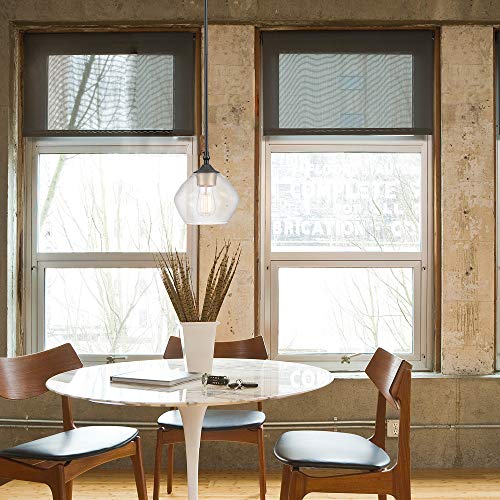 Globe Electric Harrow 1-Light Pendant, Gold Accent Socket, Shade 60312, 59.6", Matte Black With Clear Glass #TOP6