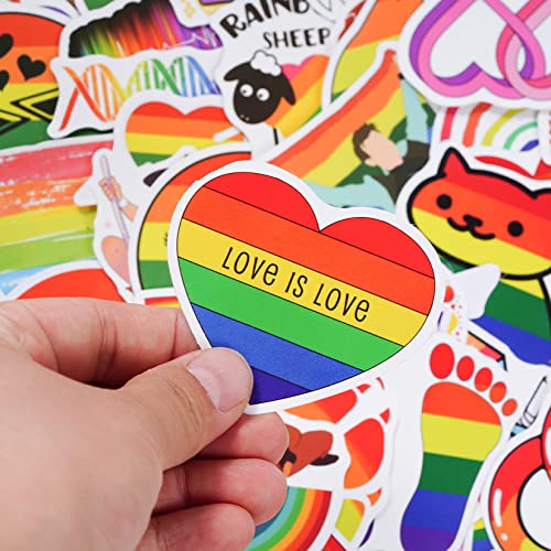100pcs Gay Pride Stickers,Waterproof Rainbow Vinyl Stickers for LGBTQ Colorful Rainbow Decal Stickers for Laptop Water Bottle Phone Case
