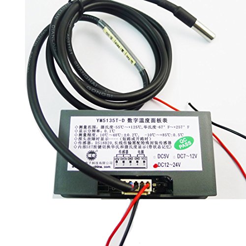 Homree Dc 12V 0.56" F/C Led Digital Car Meter Thermometer With Ds18B20 Digital Thermal Probe/Sensor (Blue) #TOP5